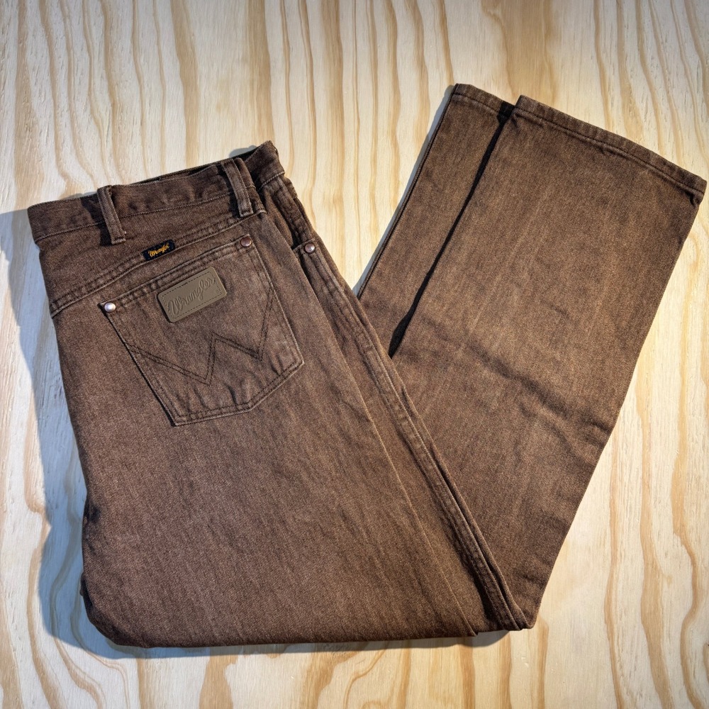 Wrangler Men's Cowboy Cut Regular Fit Brown Denim Jeans Size 38x30